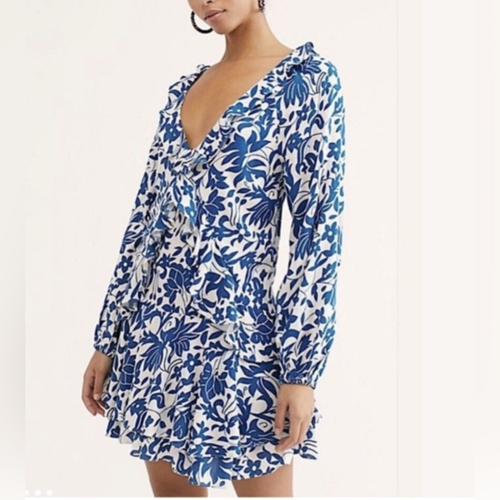 Free People Blue White Floral Dress Size M